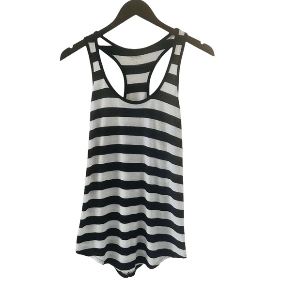 Express Black and White Stripe Scoop Neck Racerback Tank Top Size Small - Picture 2 of 4